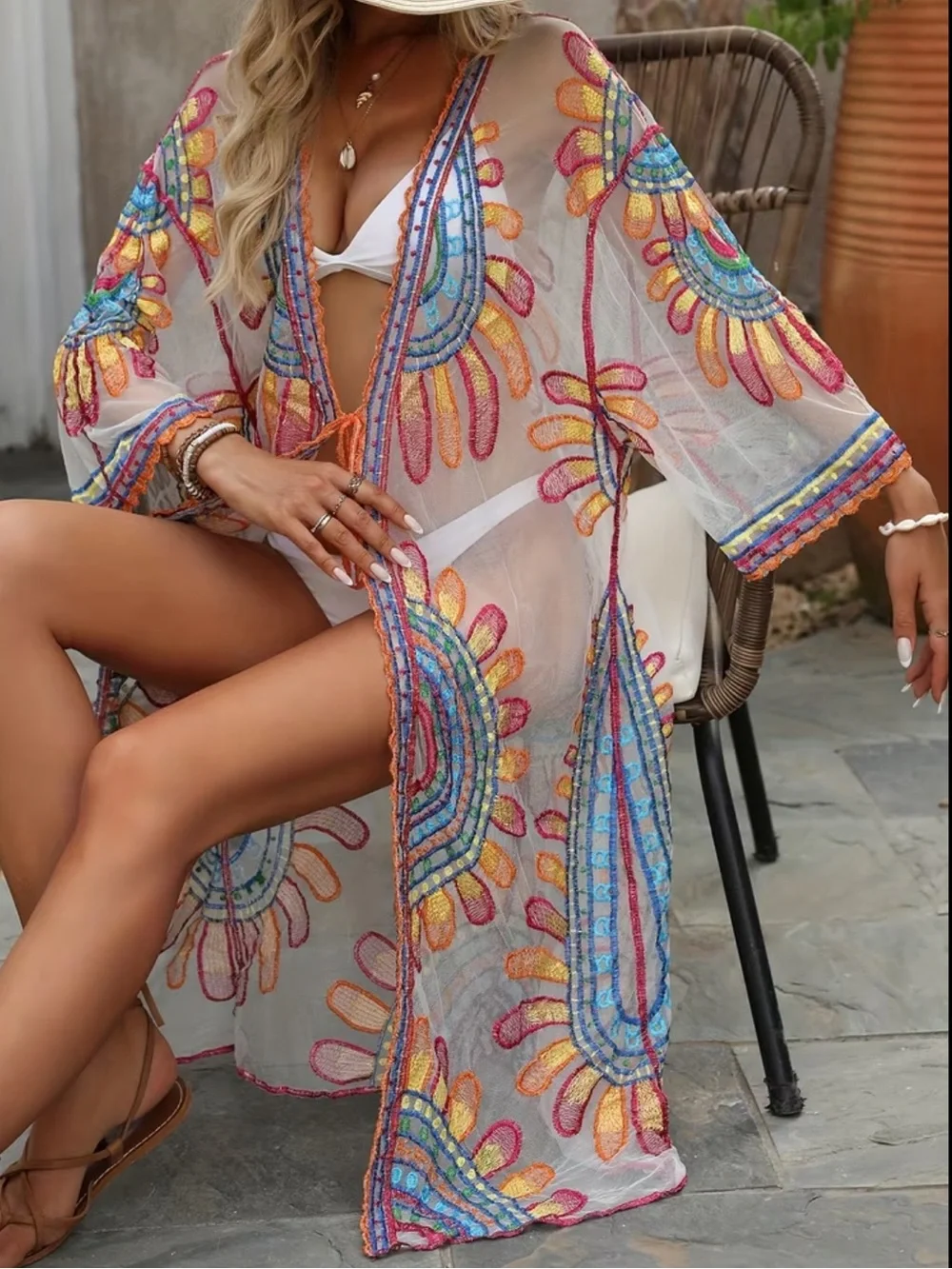 NWOT ONE SIZE BEACH KIMONO COVER UP